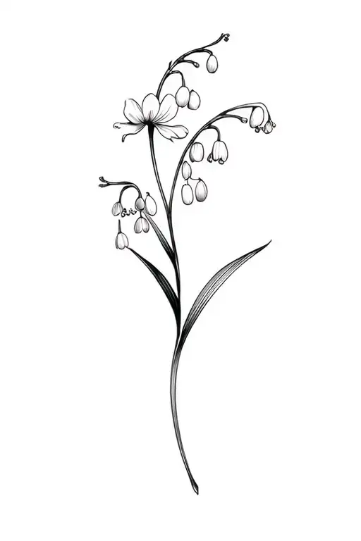 Fine Line Simply Lily Of The Valley Flower In Black And White