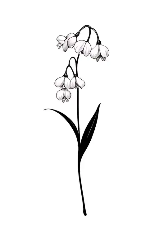 Fine Line Simply Lily Of The Valley Flower In Black And White