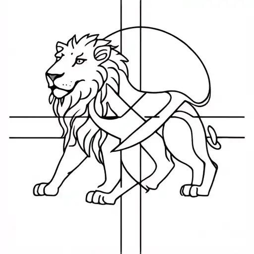 Lion And Crosses Intertwined