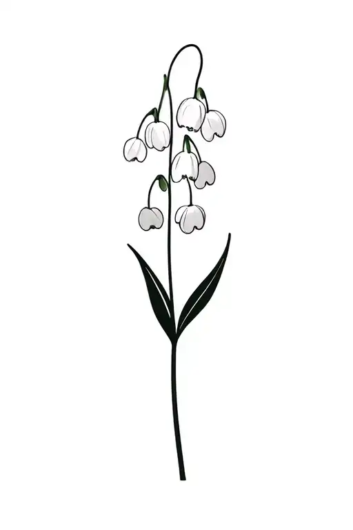 Fine Line Simple Lily Of The Valley Flower In Black And White