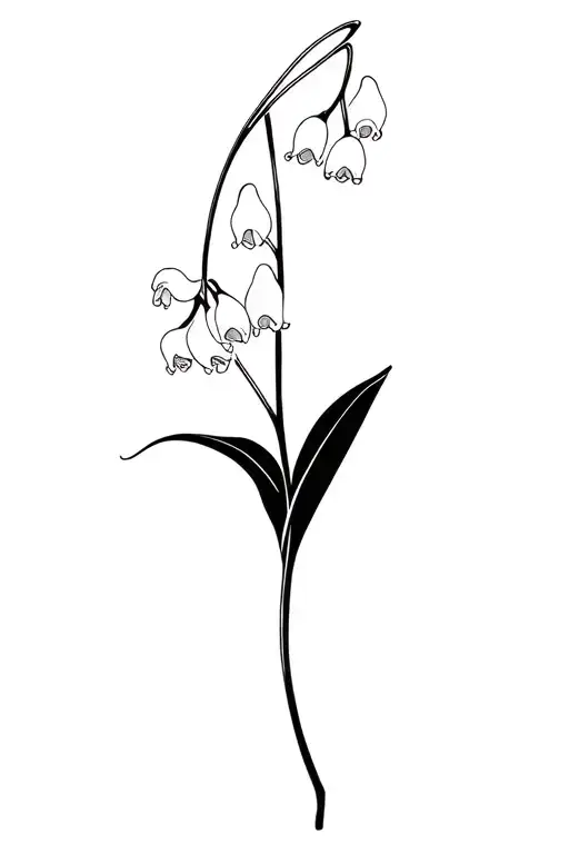 Basic Fine Line Lily Of The Valley Flower In Black And White