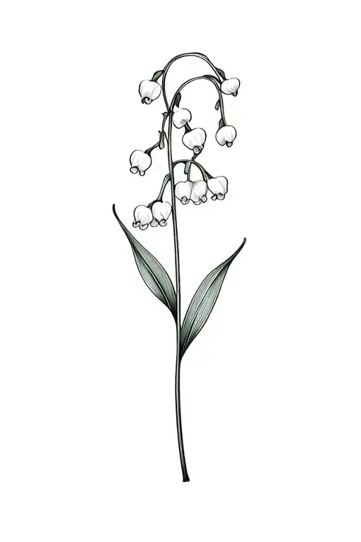 Basic Fine Line Lily Of The Valley Flower In Black And White
