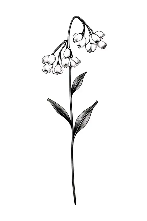 Basic Fine Line Lily Of The Valley Flower In Black And White
