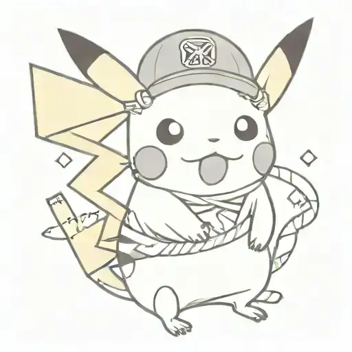 Un Pikachu Con El Sombrero De Paja De Luffy De One Piece Y La Bandana De Naruto