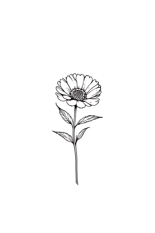 Basic Fine Line Marigold Flower In Black And White