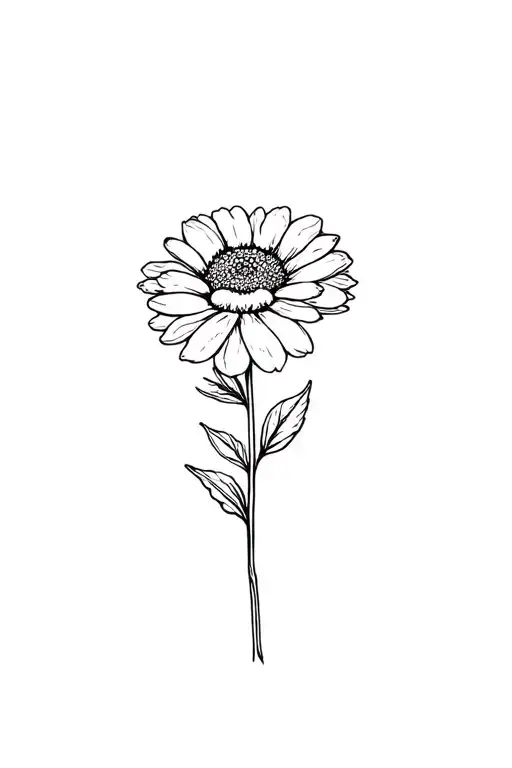 Basic Fine Line Marigold Flower In Black And White