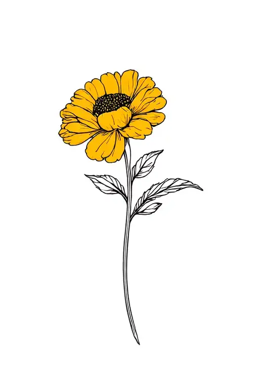 Fine Line Marigold Black And White