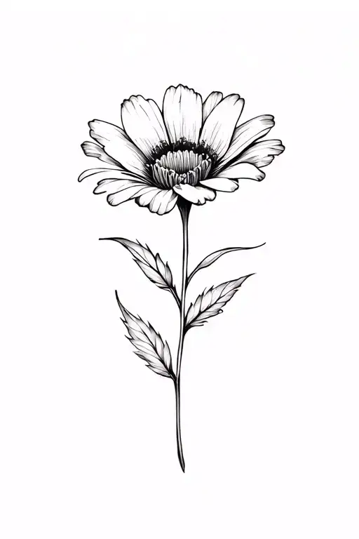Fine Line Cosmo Flower Black And White