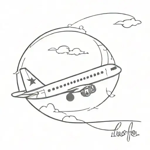 Simple Airplane With Words Live Life Fully One Line Drawing