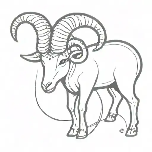 Aries Symbol With A Small Small Above The Horns