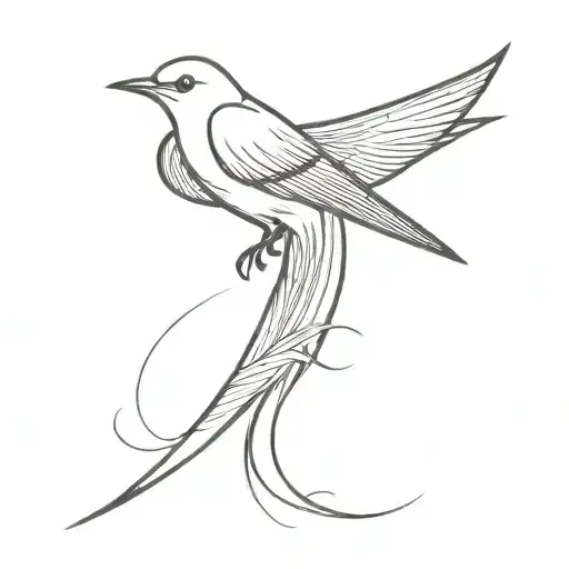 Swallow Bird And Shord For The Tail