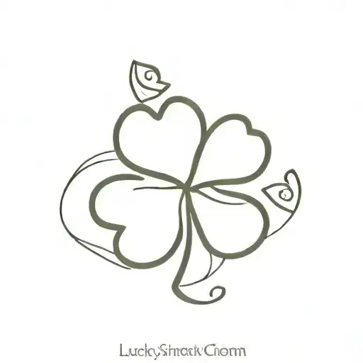 A Simple Tatoo Design Of A Four Leaf Clover And The Word Lucky