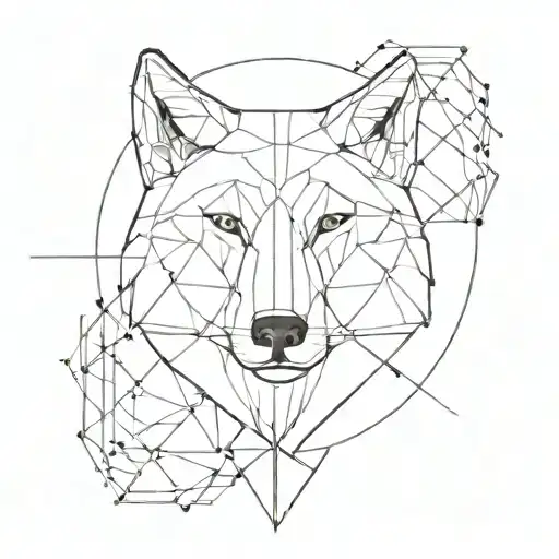 A Minimalist Geometric Wolf Design Incorporating Elements Of The Cross And Jesus