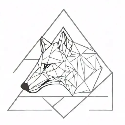 A Minimalist Geometric Wolf Design Incorporating Elements Of The Cross And Jesus