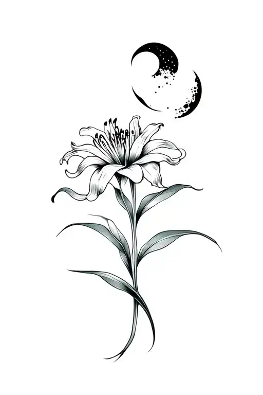Red Spider Lily Flower With Moon