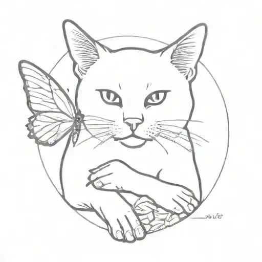 Cat With Butterfly Wings On Hand