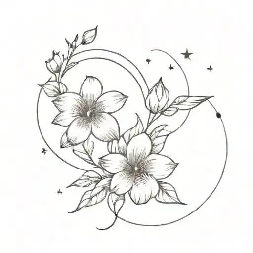 Flower And Crescent Moon And Love Letter