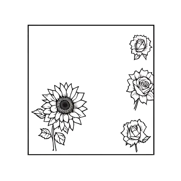 6 Sunflowers And 3 Roses