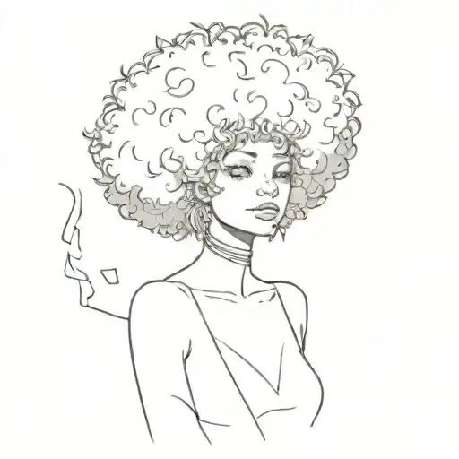 Soft Anime Girl With Big Afro Like The Crown Of A Tree