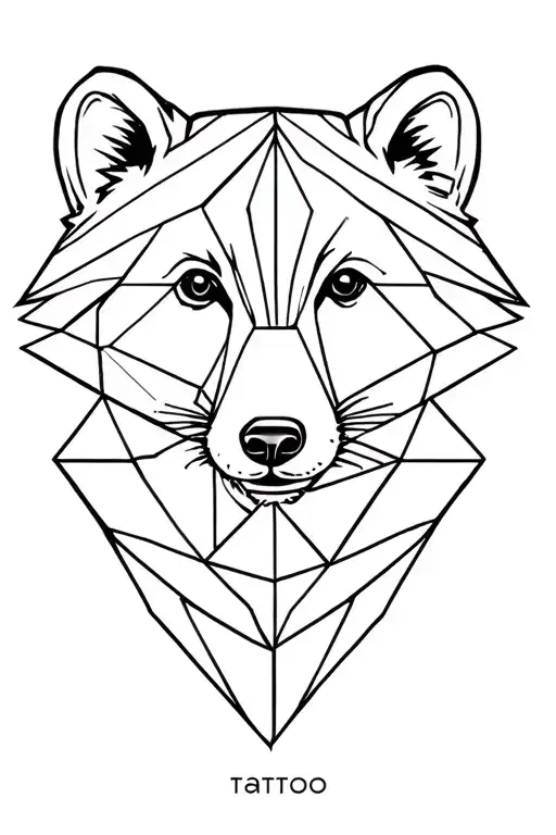 Raccoon And Bear Head Geometric Design