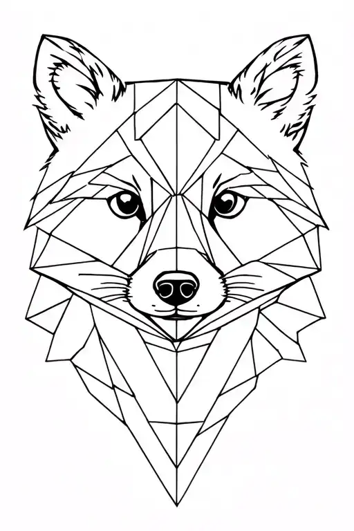 Raccoon And Bear Head Geometric Design