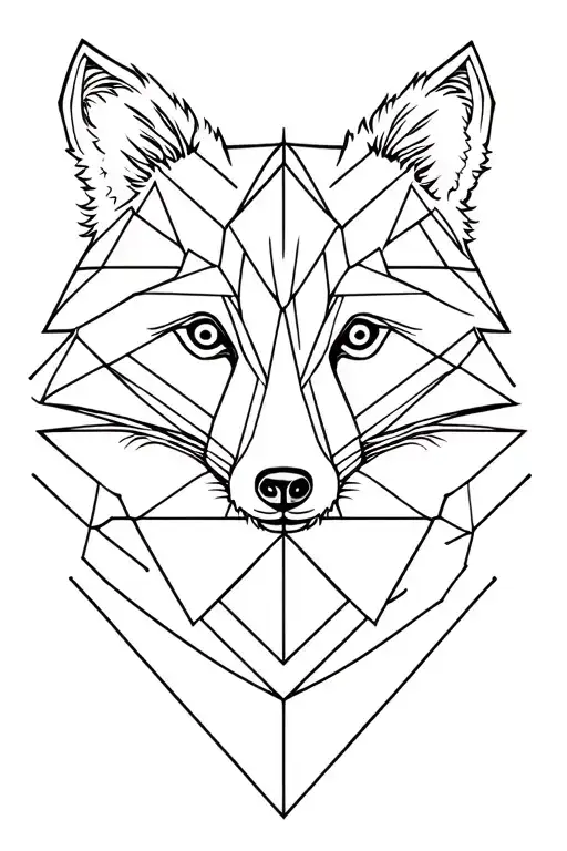 Raccoon And Bear Head Geometric Design