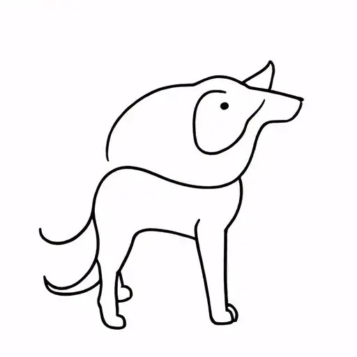 Minimalist One Line Dog And Bird