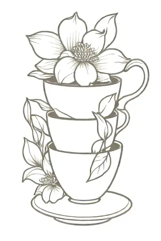 Magnolia Flowers And Coffee Cup