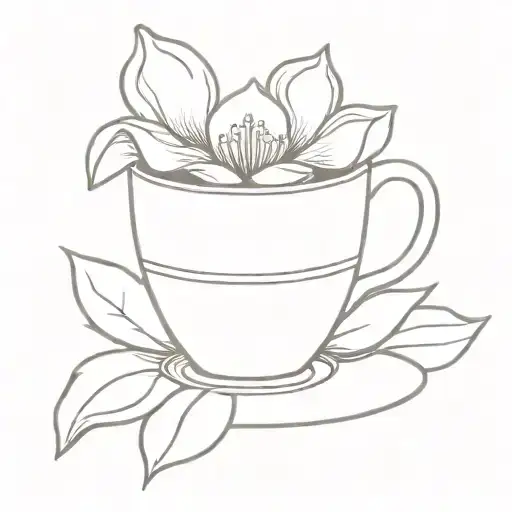 Single Coffee Cup With A Magnolia Flower Blooming
