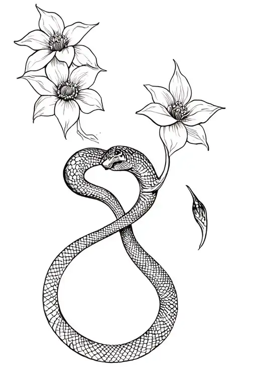 Snake And Flowers