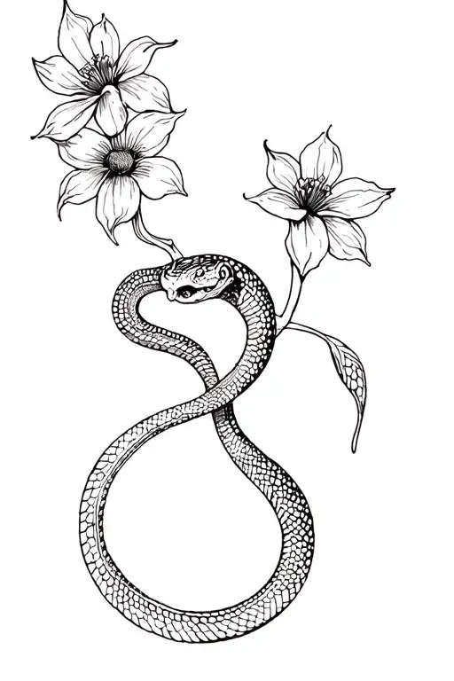 Snake And Flowers