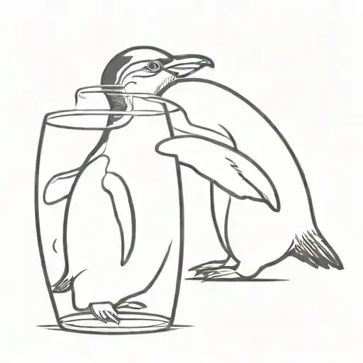 Penguin Drinking Wine