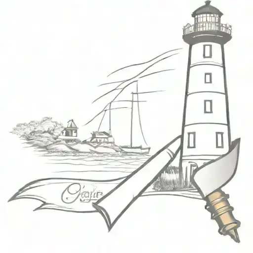 A Vintage Xix-themed Quill Pen Writing On A Scroll With Cape Cod Lighthouse In The Background