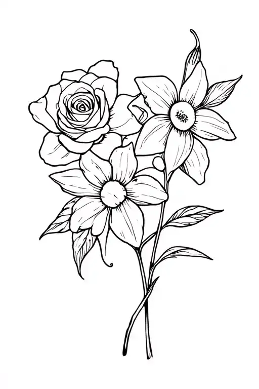 Rose And Daffodil Flowers