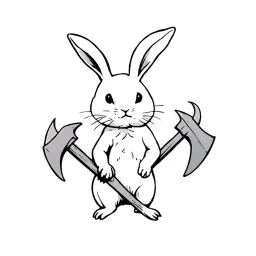 A Little Rabbit Holding Axes