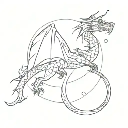 Dragon With Moon