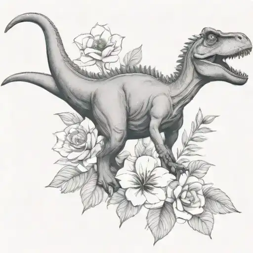 Flowers And Dinosaur