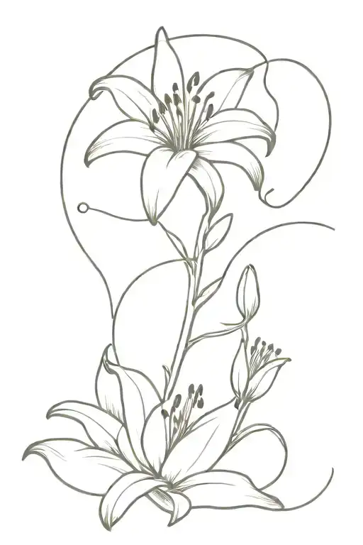 Lily Flower With Heartbeat Line