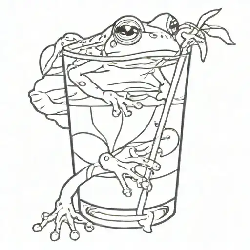A Frog Relaxing And Drinking A Bloody Mary