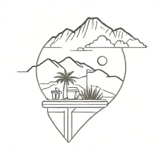 Coffee Place In Turkey With Mountains In The Back And A Palm Tree In The Front