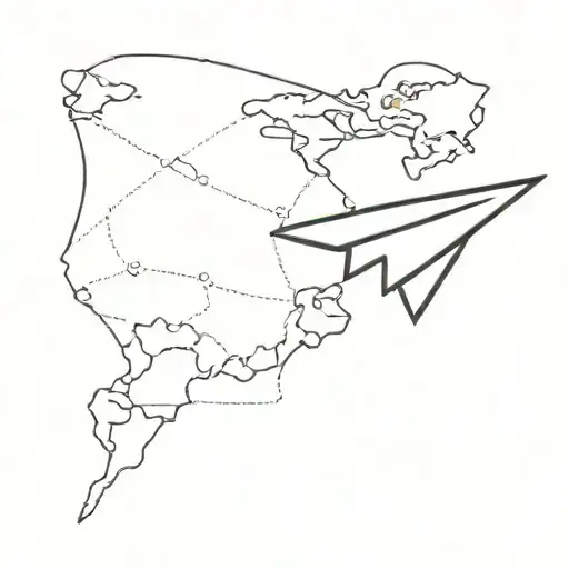 Paper Airplane Flying Away From A Paper Map