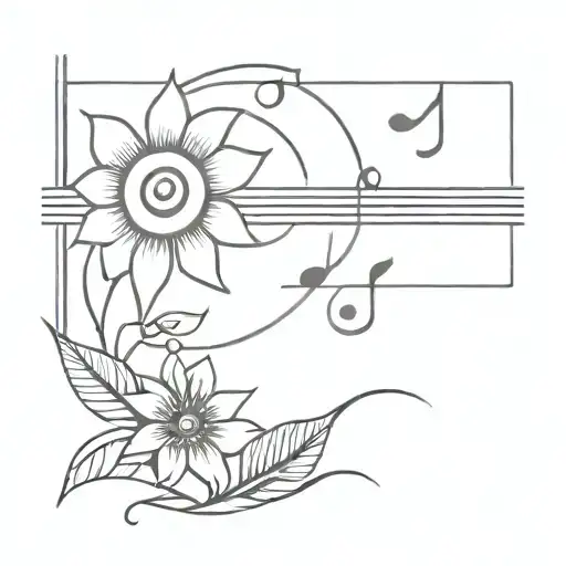 Flowers And Sun And Musicnotes And Lyrics