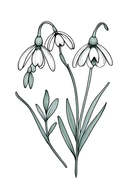 Fine Line Colour Snowdrop And Primrose Flowers