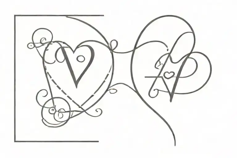 Small Initial Tattoo With Heart In The Middle