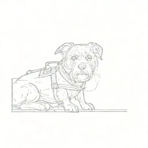 A Black Dog Wearing A Harness