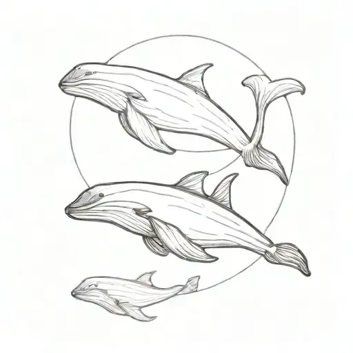 Mother Whale And Two Babies