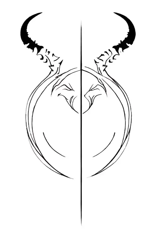 Half Satan Half God With Line Down Centre