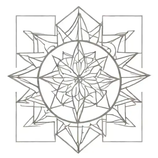 A Geometric Sun Mandala Design With Intricate Patterns And Shapes