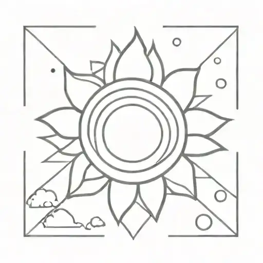 A Sun Design With Patterns And Shapes