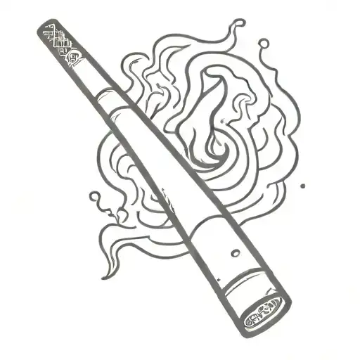 2D Cartoon Cigarette Burning Black And White